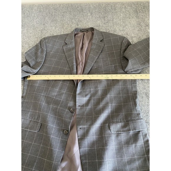 Lauren Ralph Lauren‎ Mens Blazer 42L Gray Windowpane Wool Jacket Career Office - Picture 9 of 10